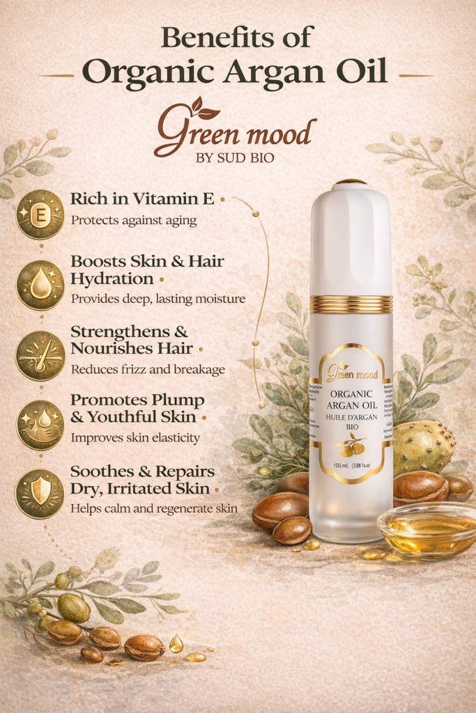 benefits of pure argan oil for skin and hair - 100% organic product - argan oil - moroccan skincare routine