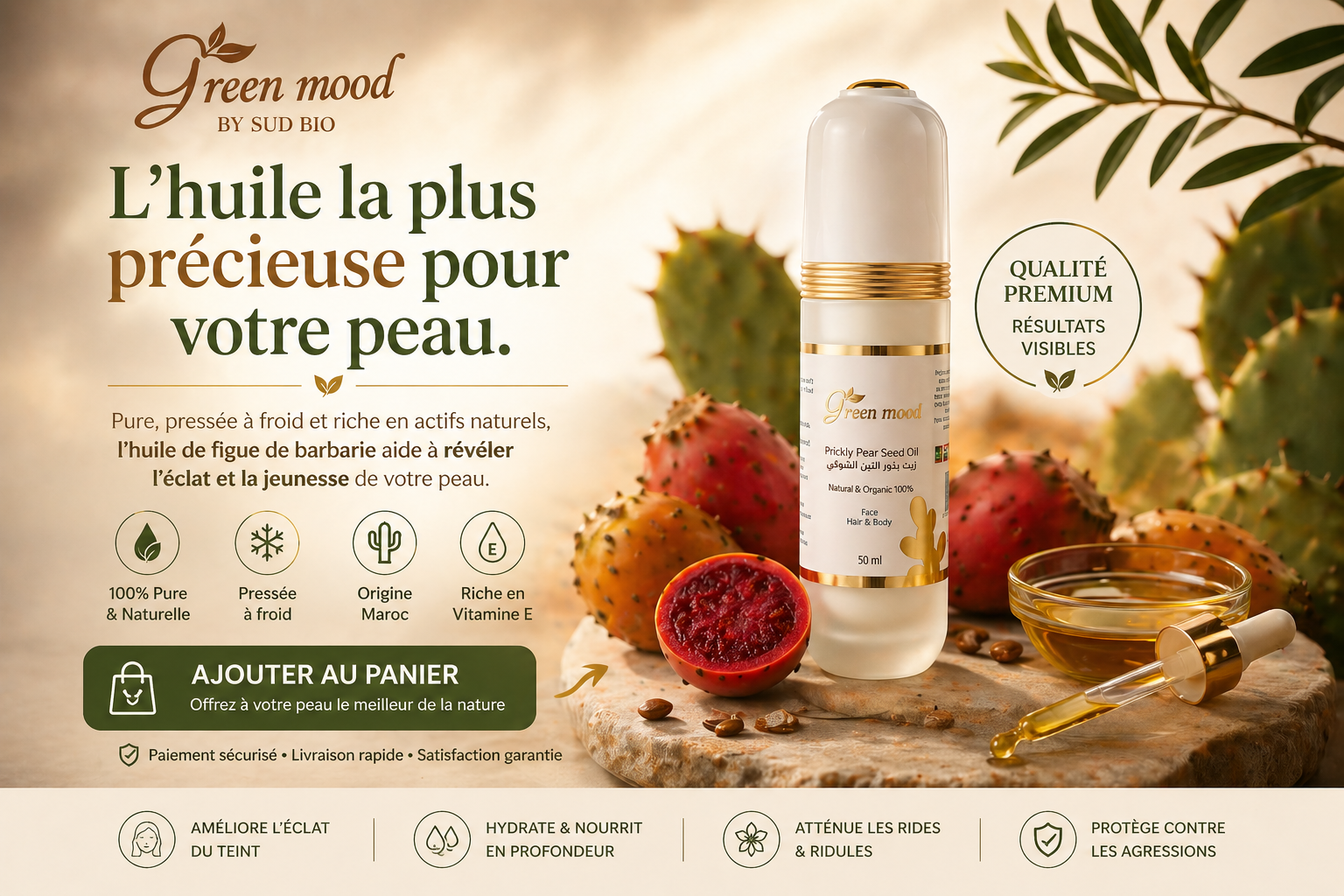 huile de figue de barbarie prix - acheter huile pure marocaine - livraison internationale