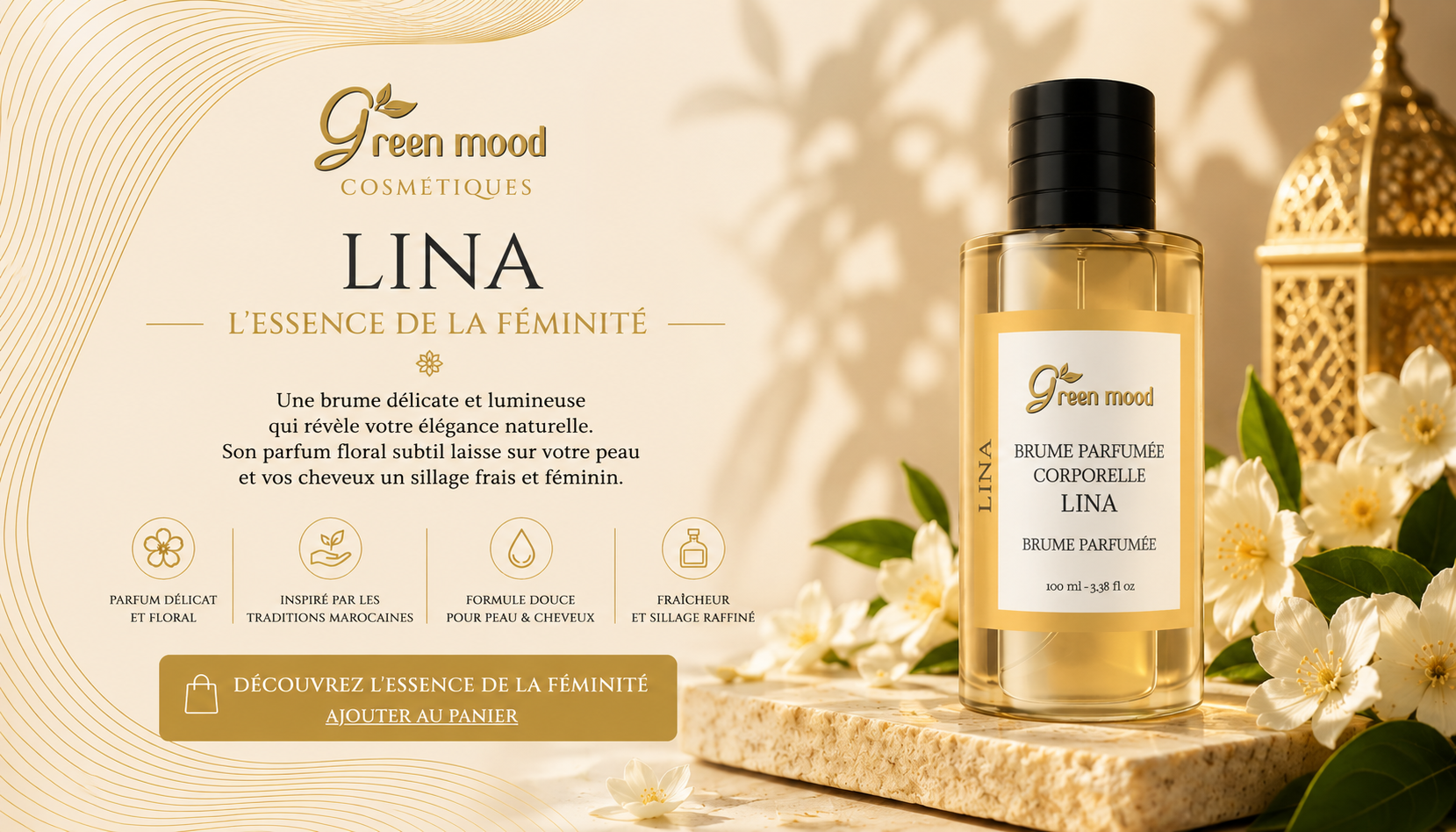 Parfum Lina de Green Mood - excellence feminine - brume parfumée