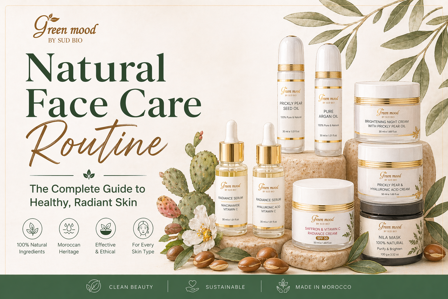 Routine soin visage naturel Green Mood — gamme bio marocaine