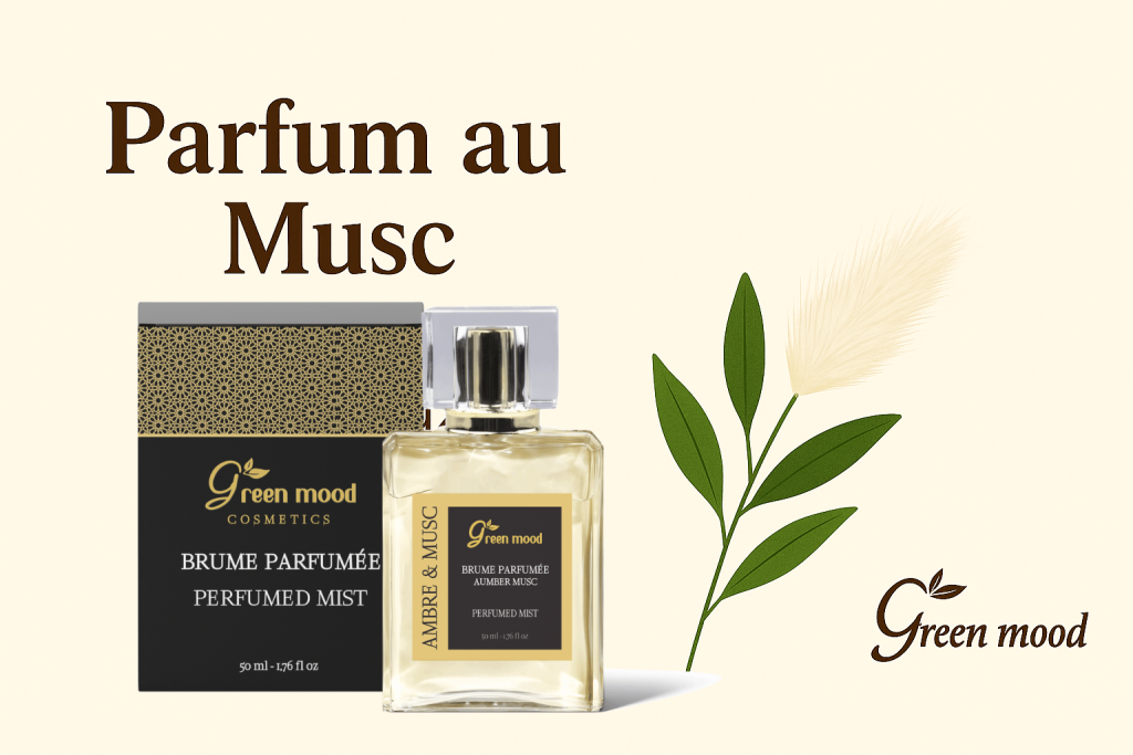 parfum au musc par Green Mood, avec fond naturel et végétal douceur et la sensualité du musc - brume parfumée au musc
