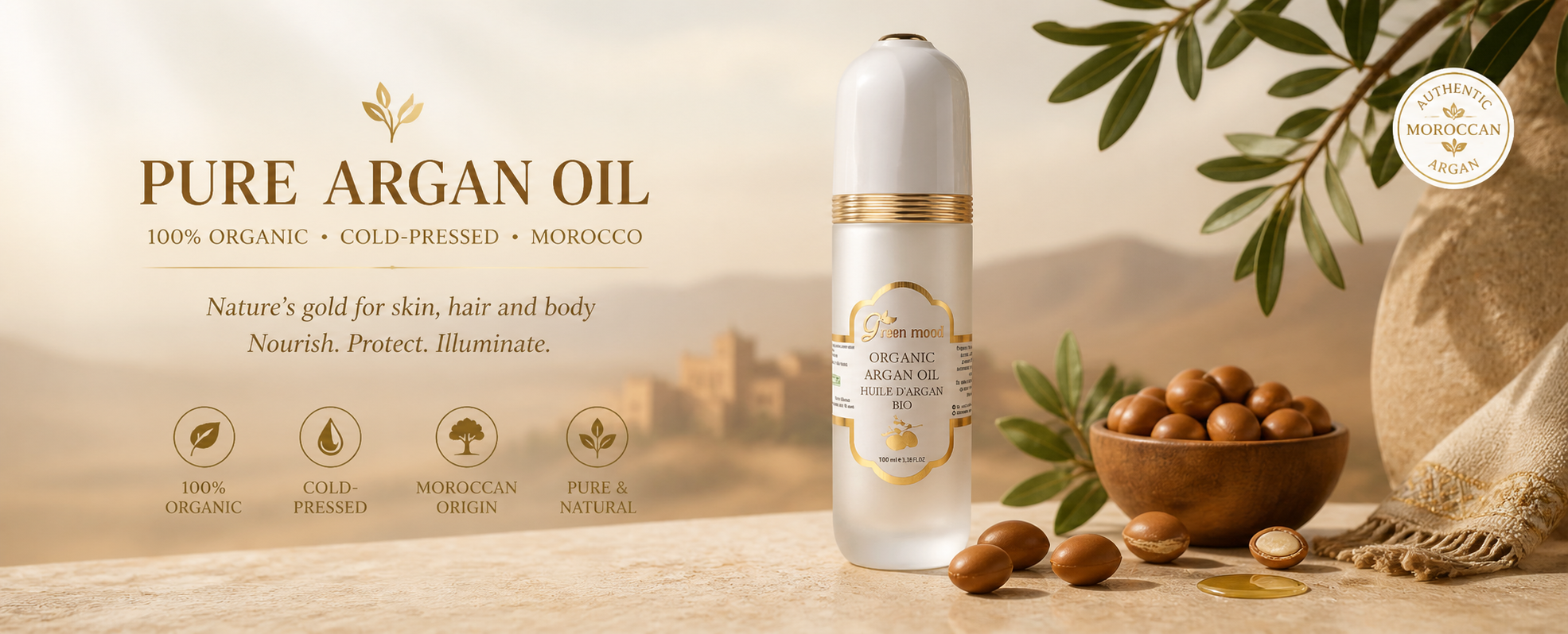 pure argan oil morocco cold pressed organic premium green mood