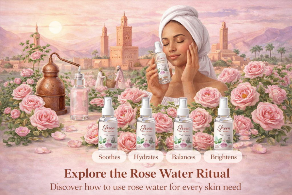benefits of rose water for skin, for face - complete guide by Green Mood