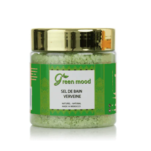 Green Mood Verbena Bath Salt – natural bath salt with refreshing verbena extract for a soothing and revitalizing soak. - Green Mood Sel de Bain à la Verveine