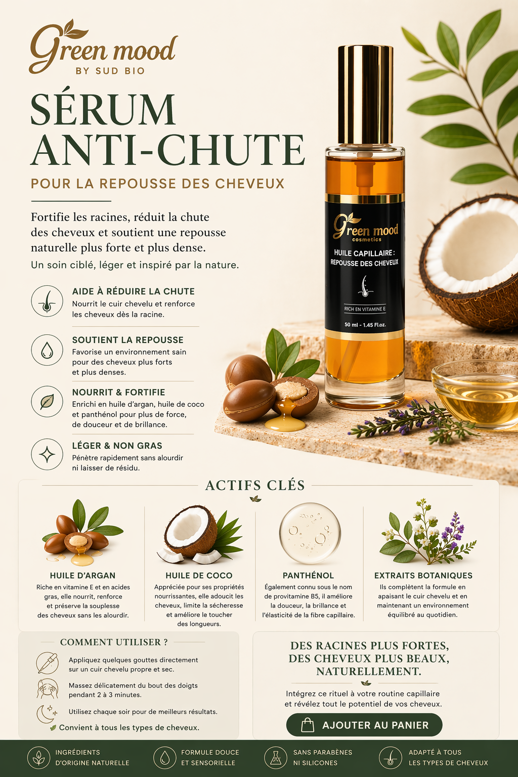 soin anti-chute cheveux à l’huile d’argan