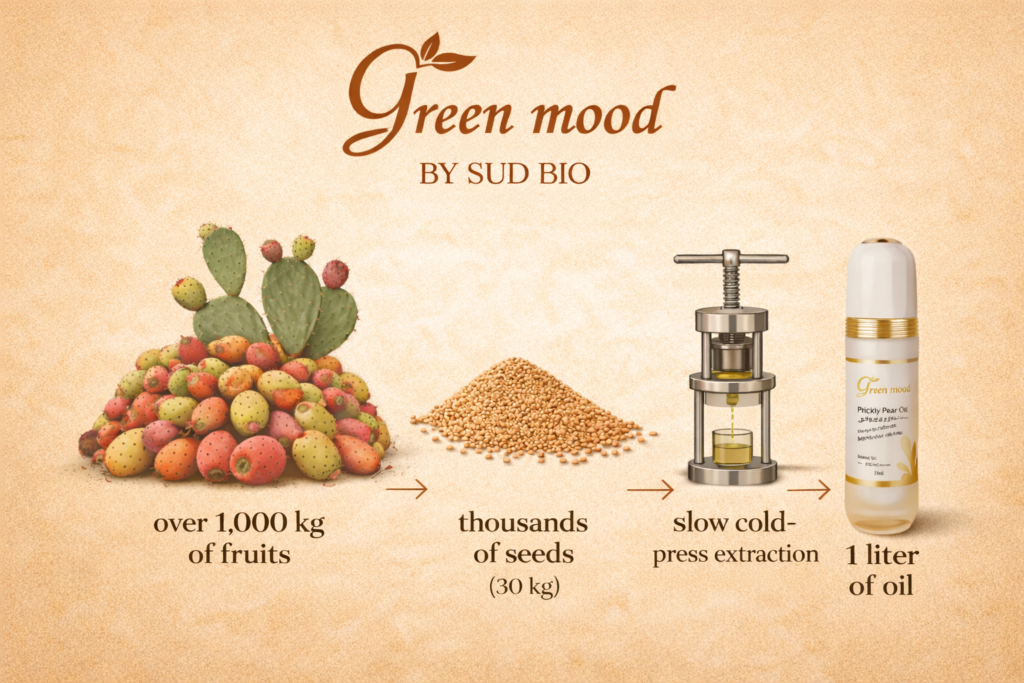 low yield process of prickly pear seed oil from fruits to cold-pressed extraction