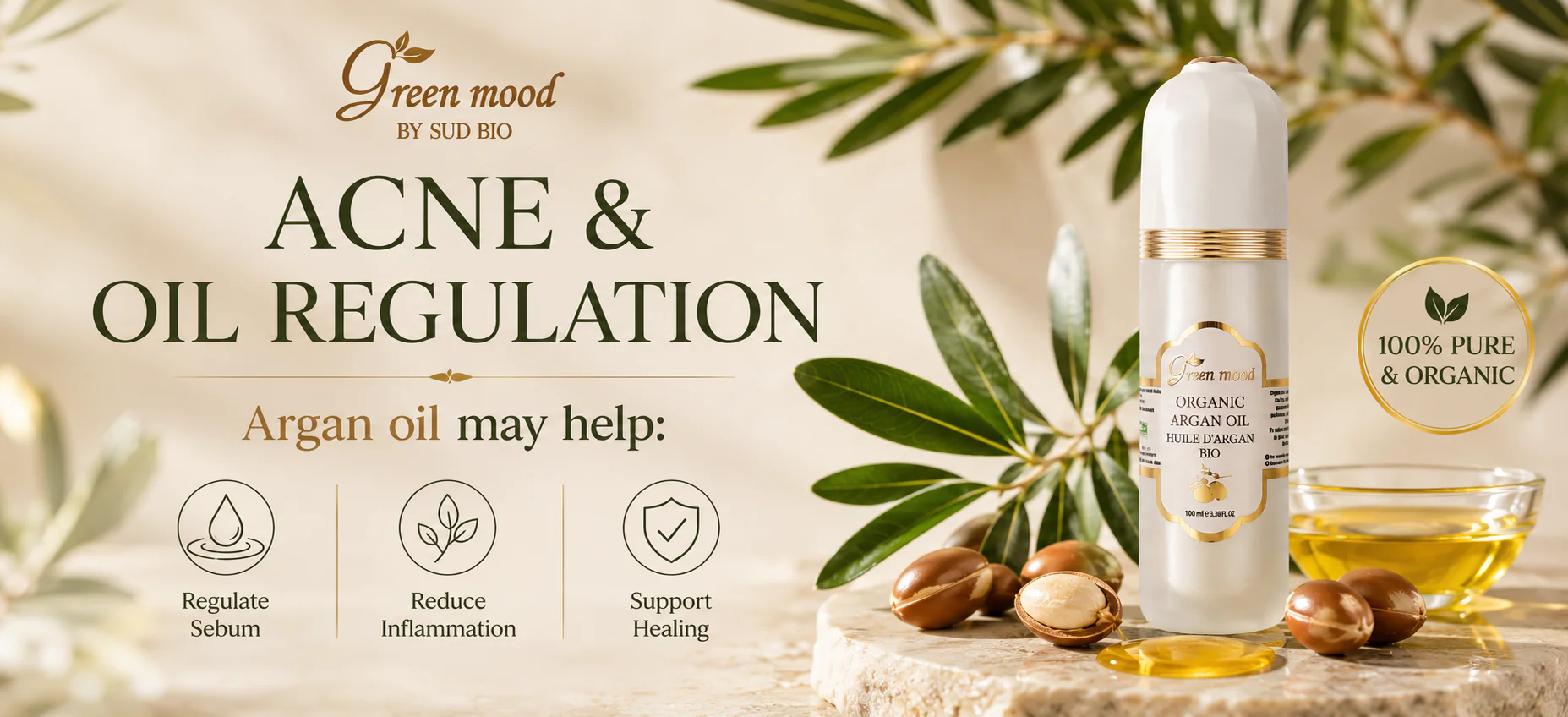 Argan oil for acne-prone face — non-comedogenic, soothes irritation from active treatments