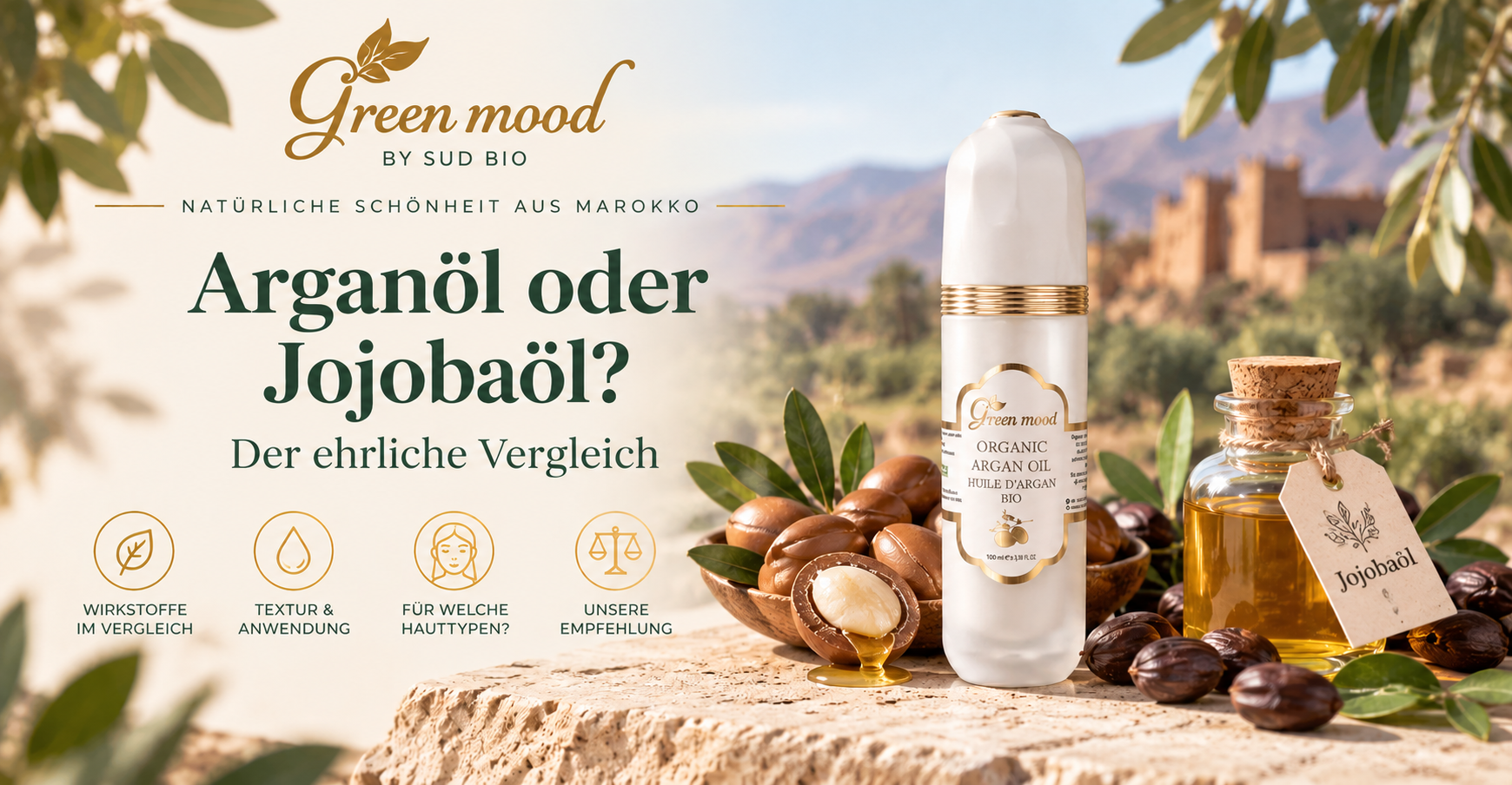 Arganöl und Jojobaöl im direkten Vergleich — zwei Pflegeöle, zwei Chemien