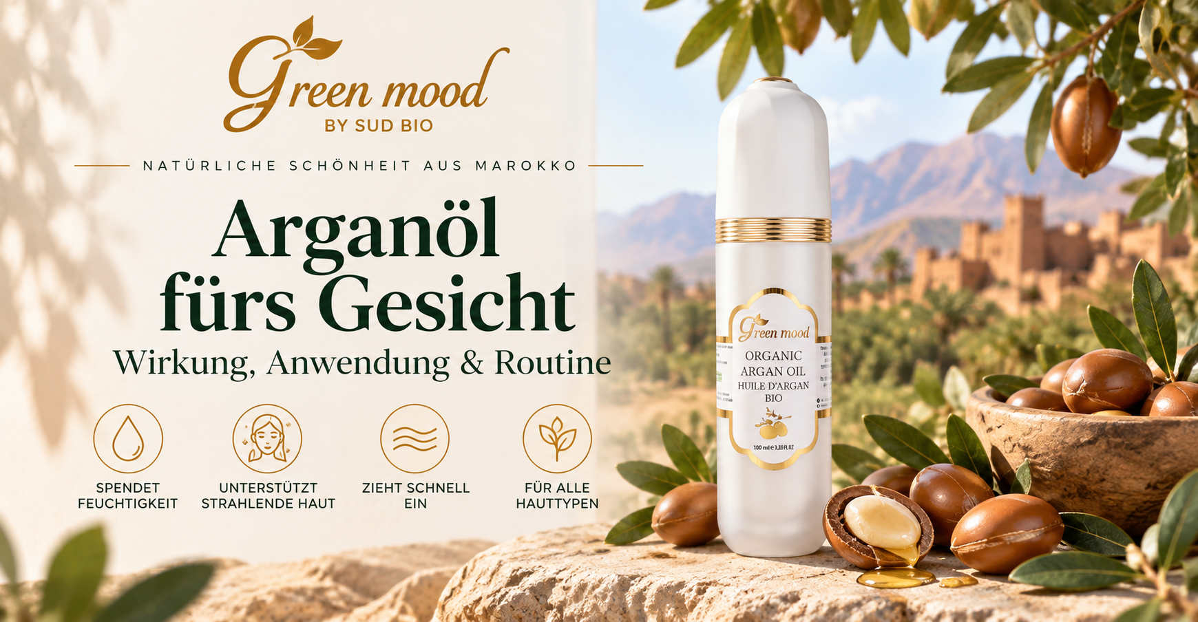 Arganöl Green Mood — reines Öl aus der Souss-Massa Region in Marokko