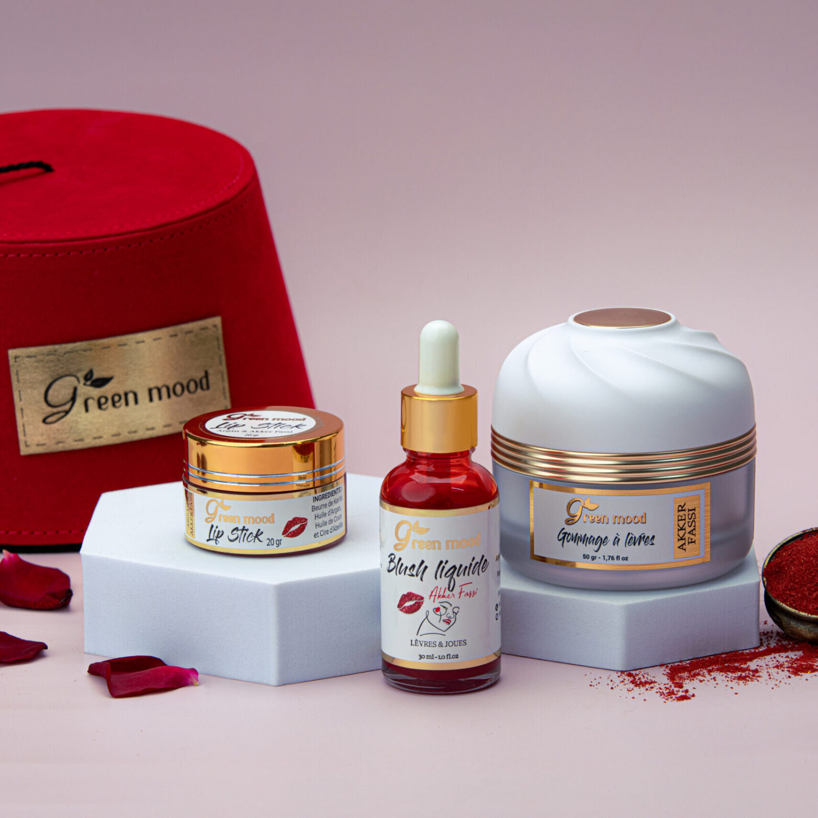 Routine Complète Aker Fassi - pack Green Mood - soins lèvres et teint naturels