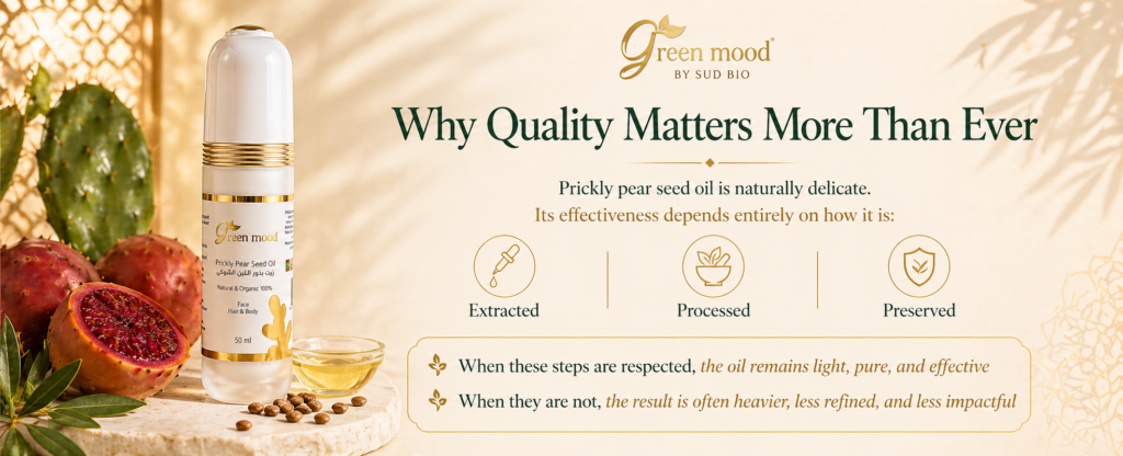 best prickly pear oil -  
why quality matter for prickly seed oil - green mood
