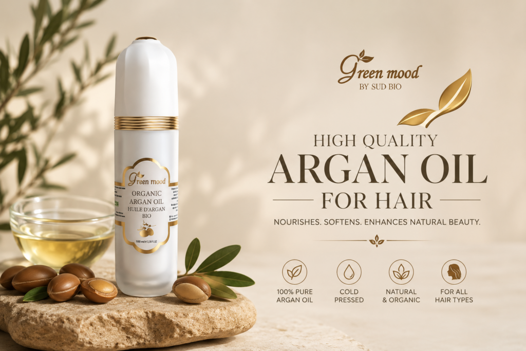 High quality Moroccan argan oil hair ritual for soft shiny healthy hair by Green Mood