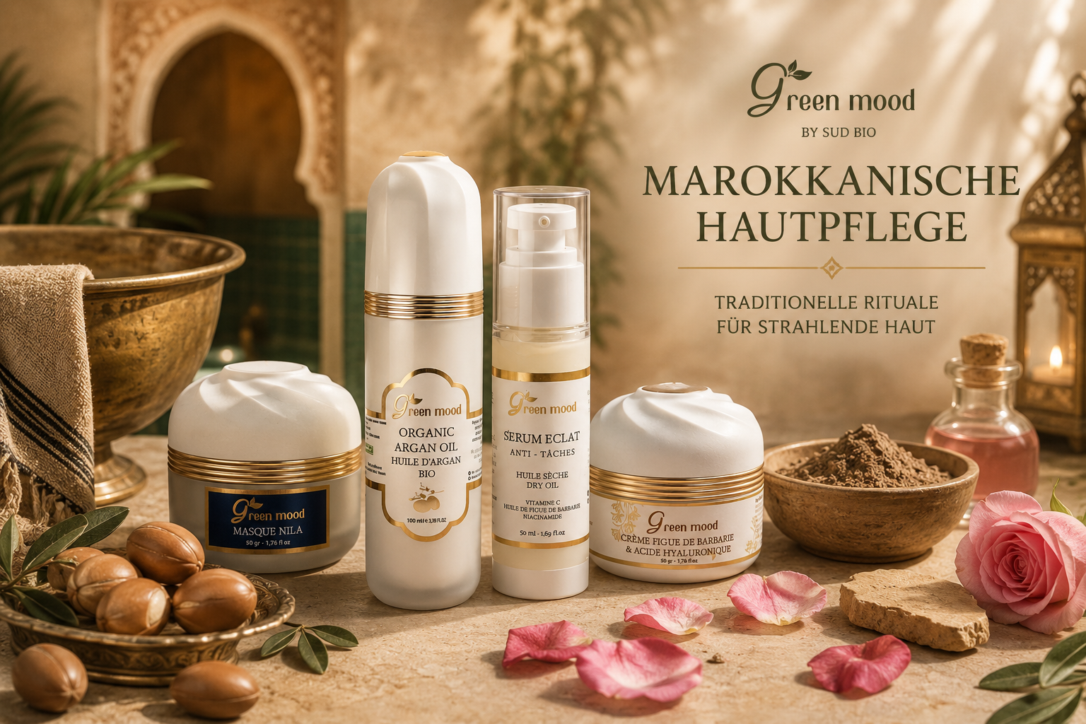 Marokkanische Hautpflege mit Arganöl, Kaktusfeigenkernöl und traditionellen Hammam-Ritualen von Green Mood