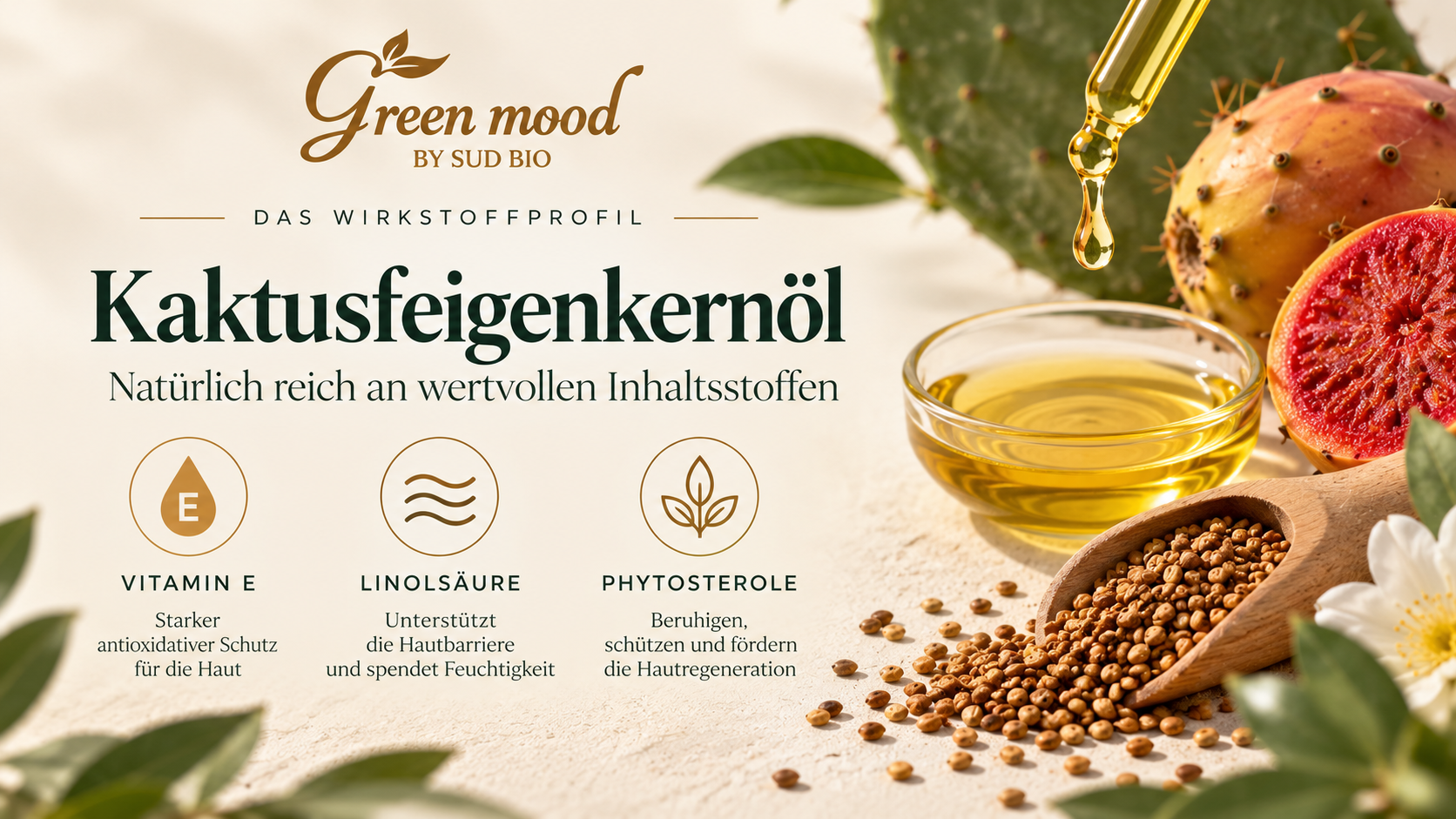 Wirkstoffprofil Kaktusfeigenkernöl — Vitamin E, Linolsäure, Phytosterole